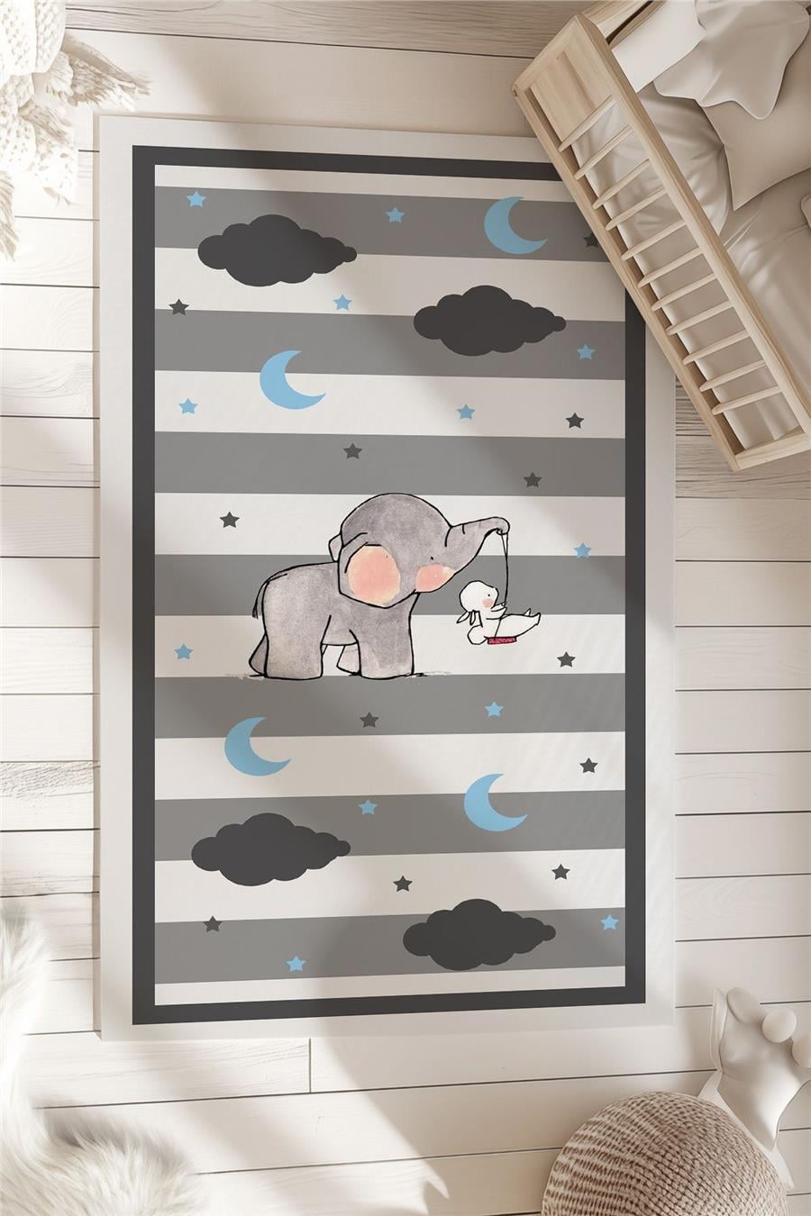 Fil Desenli Çocuk Ve Bebek Odası Dekoratif Halı Tlh-119