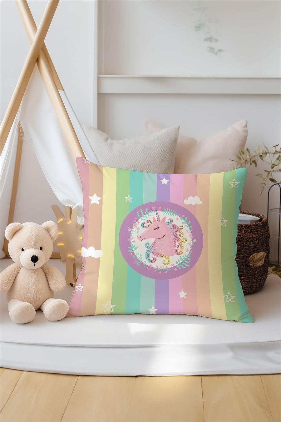 Çok Renkli Unicorn Çocuk Ve Bebek Odası 3&