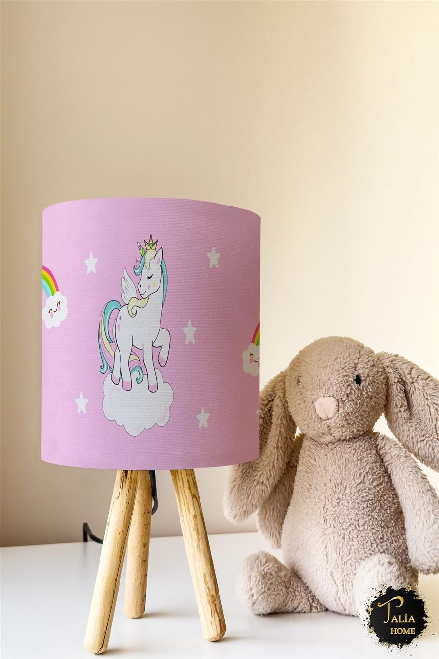 Unicorn Desenli Çocuk Odası Abajur Masa Lambası Tlab-170