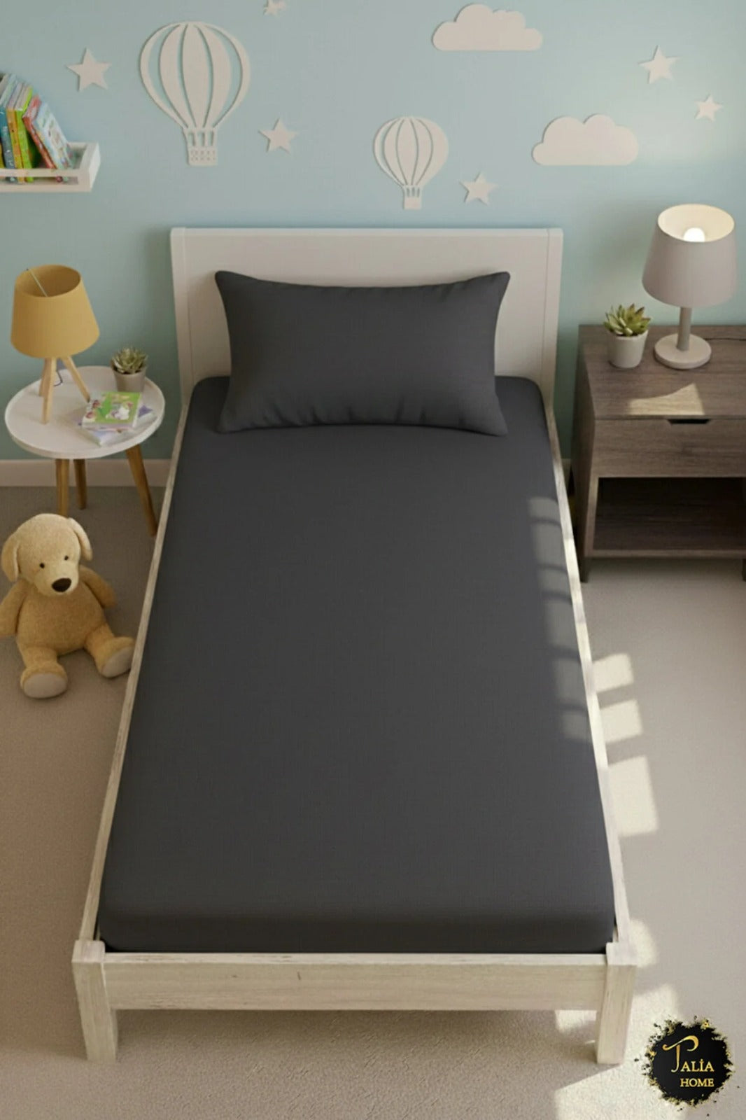 Talia Home Tek Kişilik Gri Lastikli Çarşaf 100x200cm Tlac-001