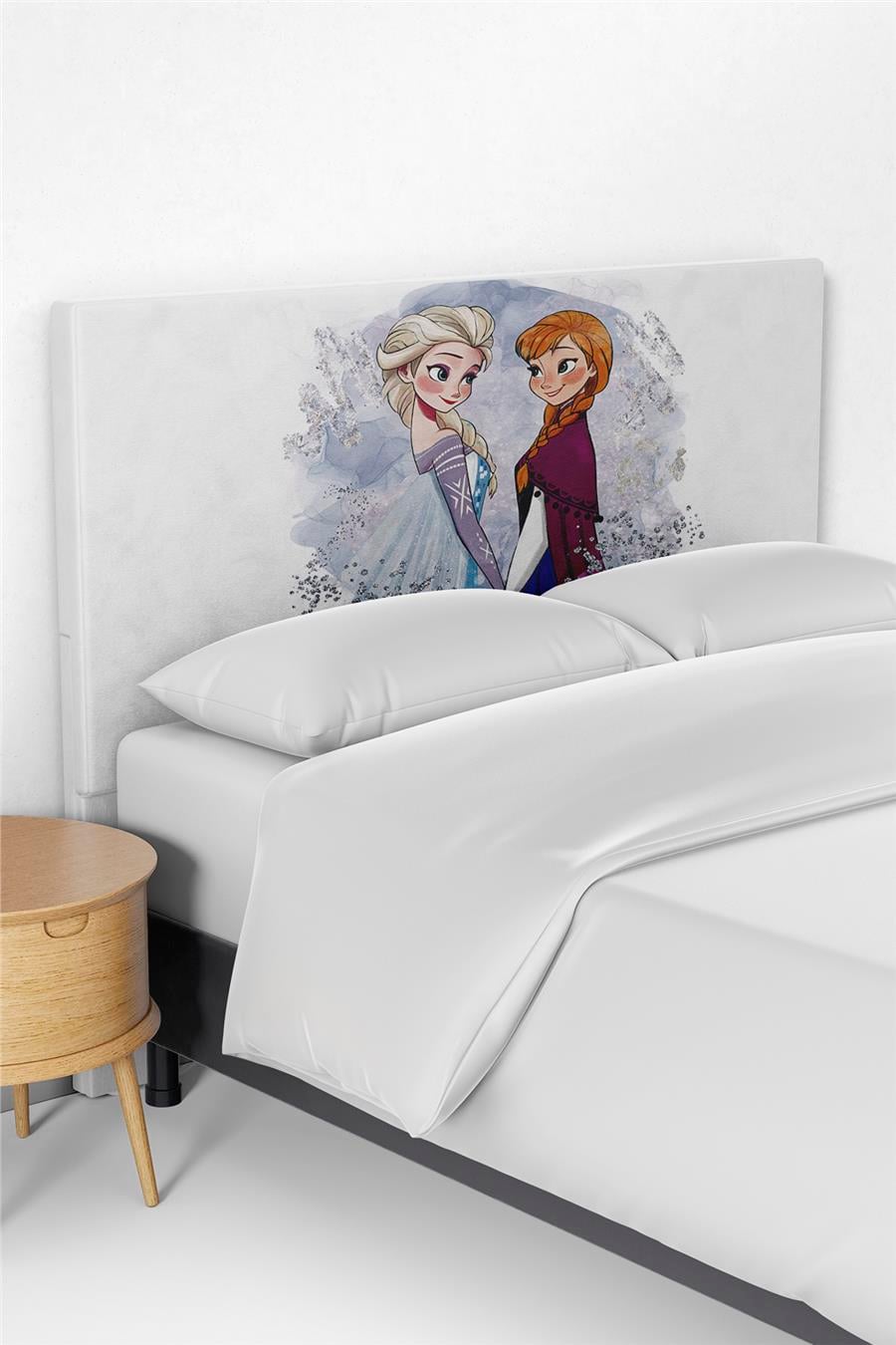 Frozen Elsa ve Anna Desenli Çocuk Yatak Baza Başlık Kılıfı TLABK-306