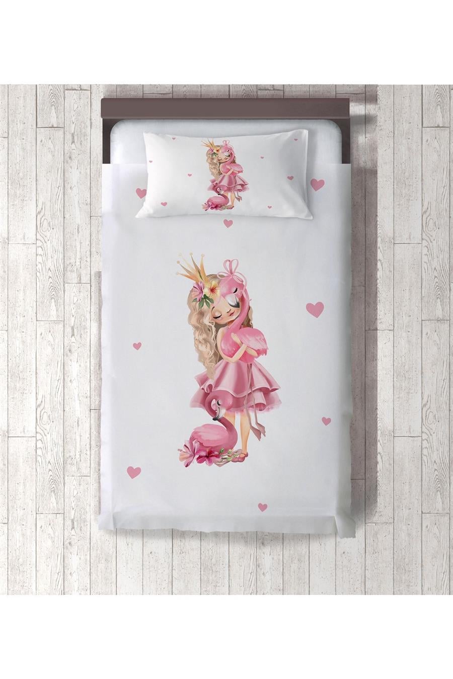 Prenses Ve Flamingo Desenli Yatak Örtüsü Tlay-230