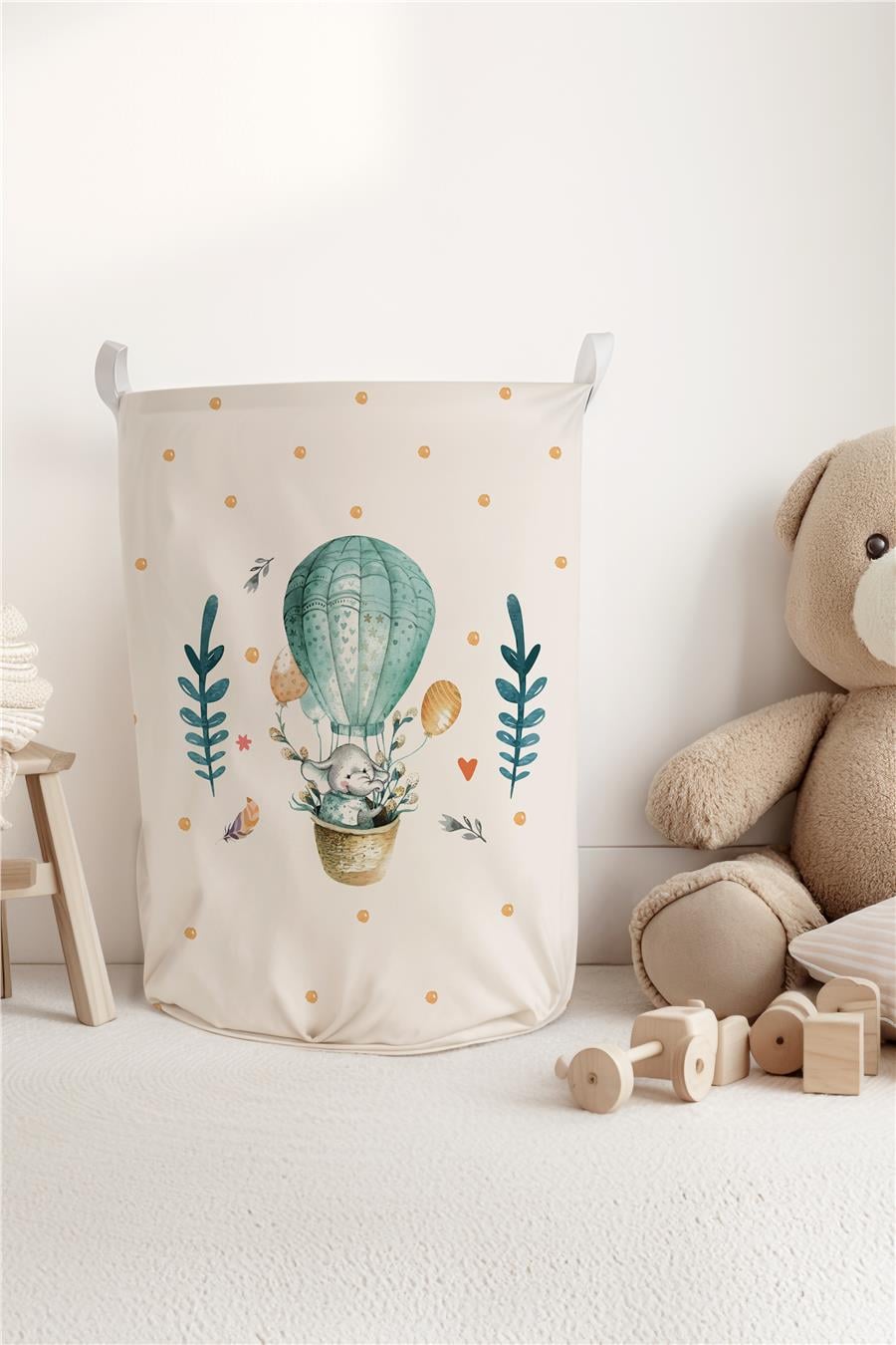 Uçan Balon Desenli Çocuk ve Bebek Odası Düzenleyici Oyuncak veya Kirli Sepeti