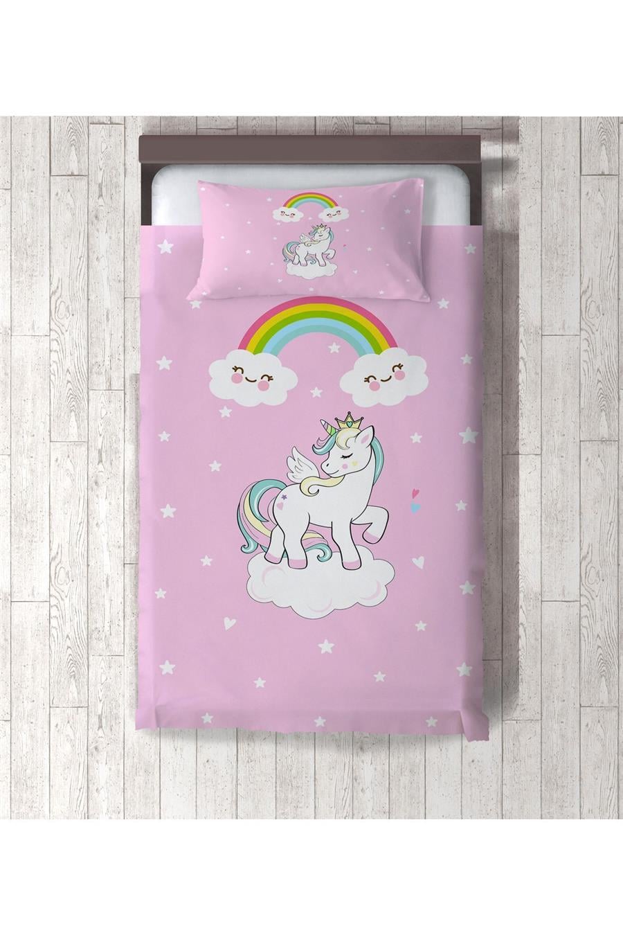 Unicorn Desenli Çocuk Odası Yatak Örtüsü Tlay-170