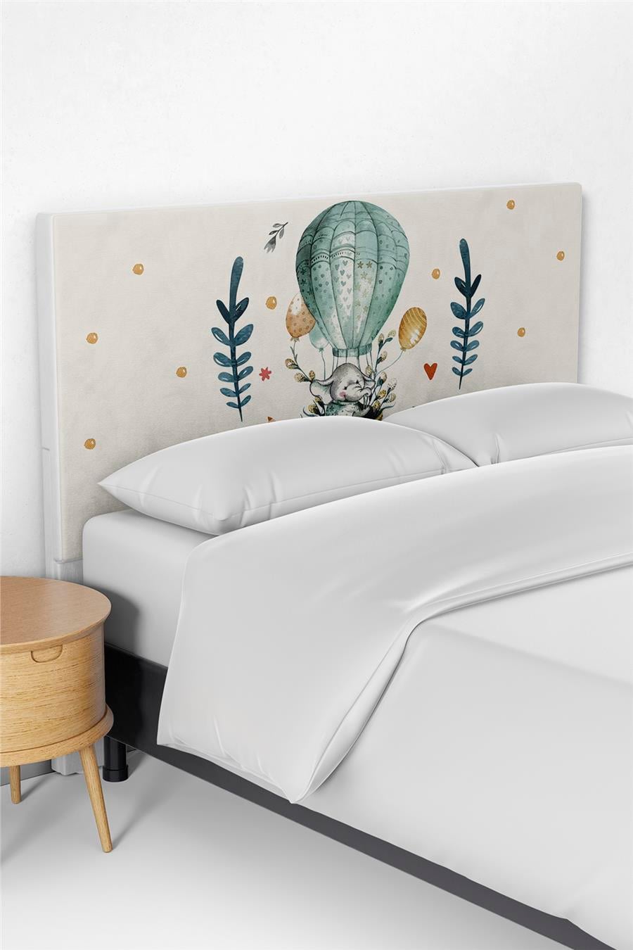 Uçan Balon Fil Desenli Çocuk Odası Yatak Baza Başlık Kılıfı TLABK-030