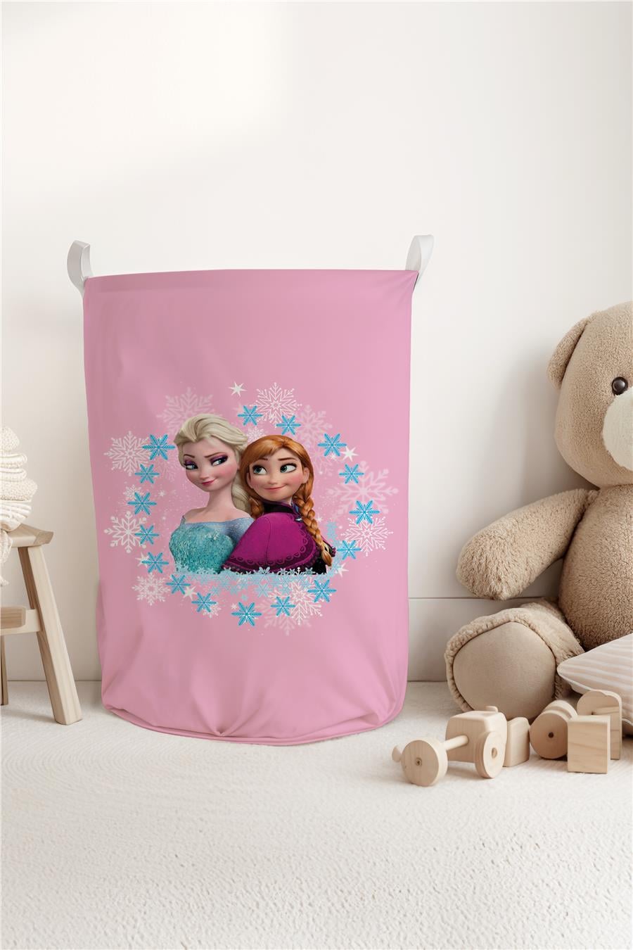 Elsa &amp; Anna Desenli Çocuk ve Bebek Odası Düzenleyici Oyuncak veya Kirli Sepeti