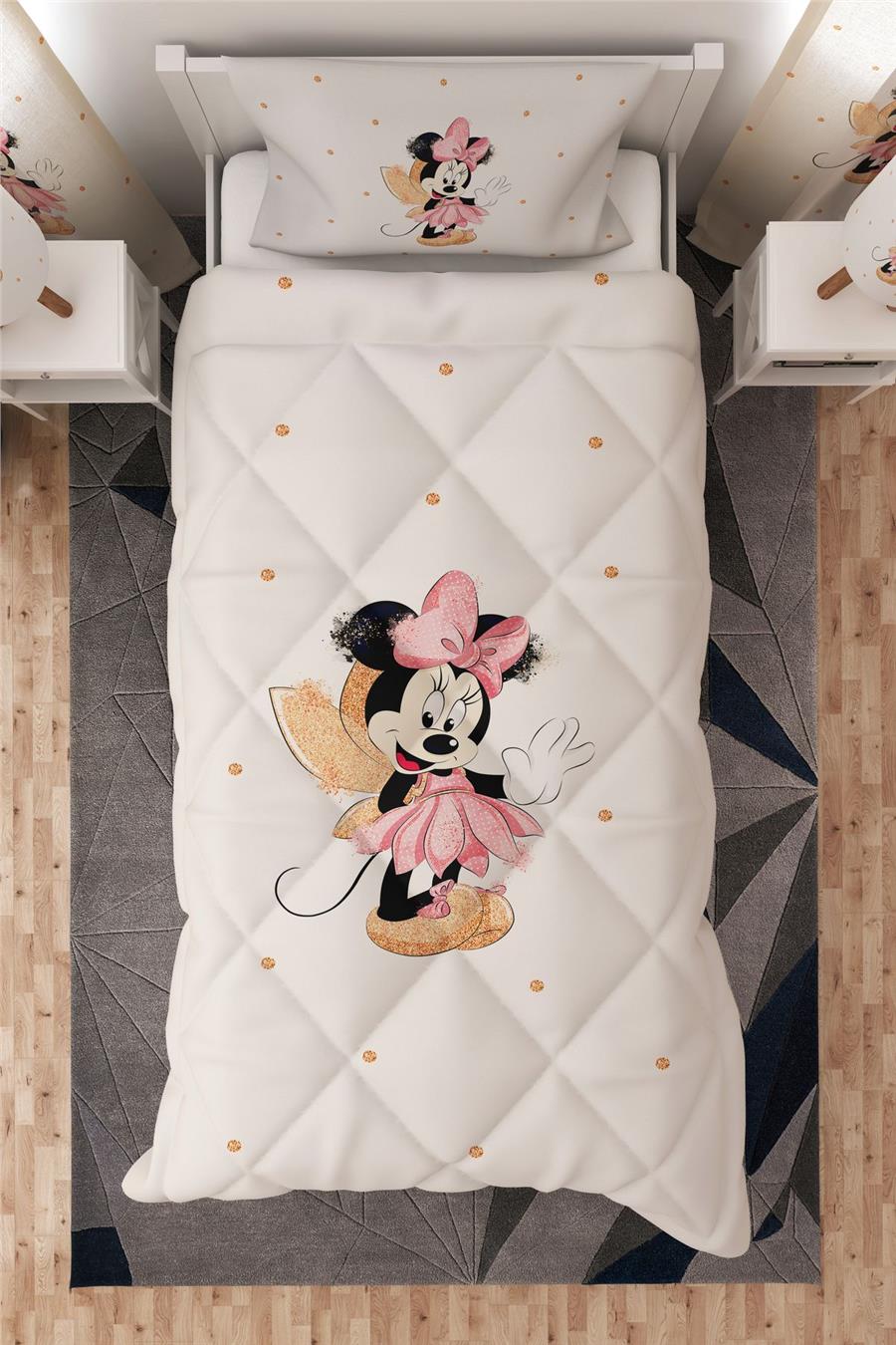 Mickey Mouse Desenli Tek Kişilik Çocuk Yorganı Uyku Seti