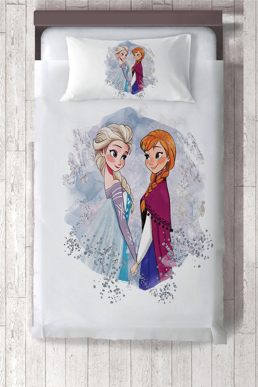 Frozen Elsa &amp; Anna Desenli Çocuk Ve Bebek Odası Yatak Örtüsü Tlay-306