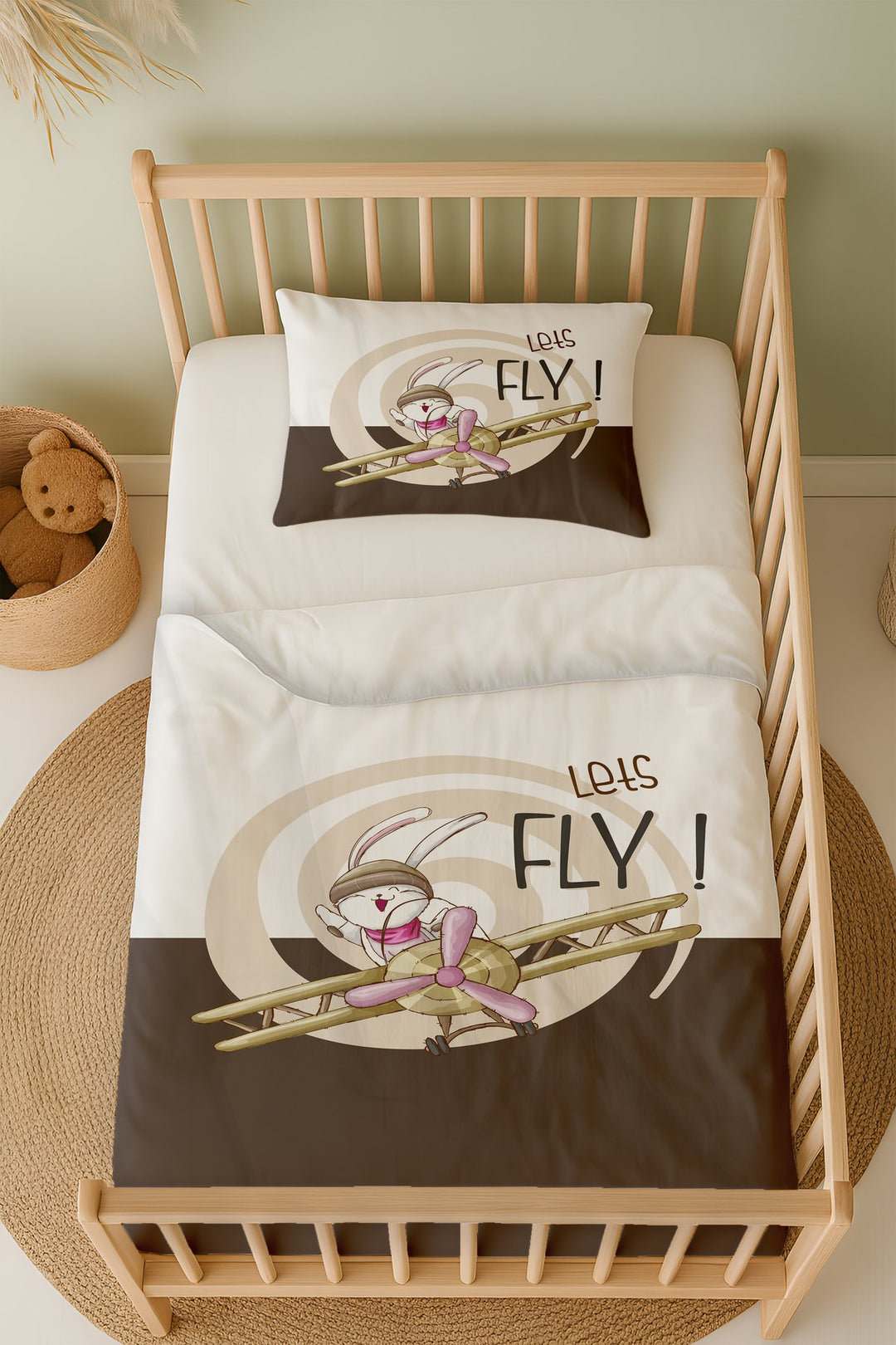 Lets Fly Desenli ÇARŞAFLI Beşik Nevresim Takımı TLAN-329