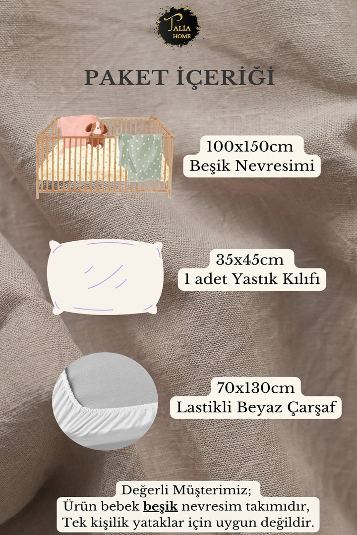 Sarı Kırmızı Aslan Desenli Bebek Beşik Nevresim Takımı Çarşaflı TLABN-318