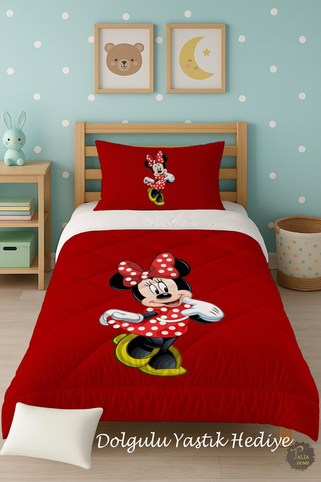 Kırmızı Mickey Mouse Desenli Tek Kişilik Çocuk Yorganı Uyku Seti TLAG-052
